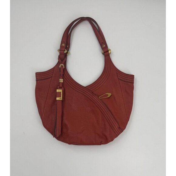 Oryany Tracy Double handle Italian Leather Shoulder Hobo Bag With Gold Hardware - Picture 1 of 16